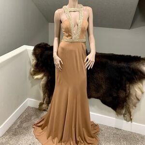 Stunning Sexy Halter Neck Crystal Beads & Sequins Mermaid Gown